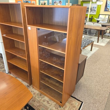 Lighted Danish Teak Glass Front Media Cabinet