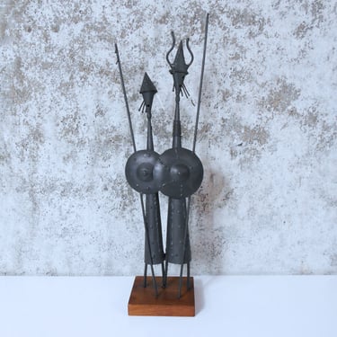 Brutalist Torch Cut Vikings Sculpture - Modernist Table Sculpture 