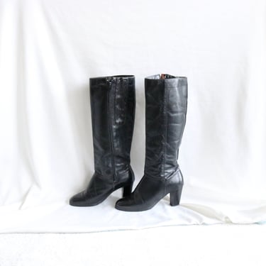 black leather boots - 7 (see details) 