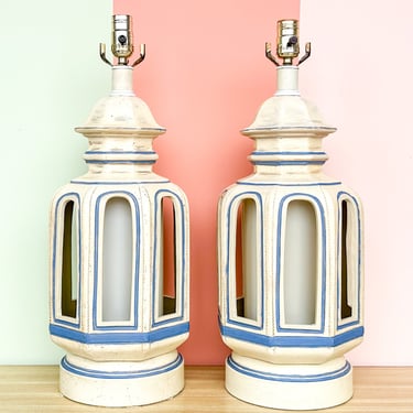 Pair of Pagoda Inspired Lamps