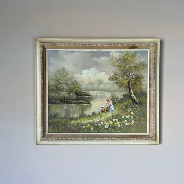 70's Charles Manning Impressionist Oil on Canvas Painting, Signed 