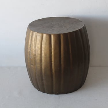 Pleated Bronze Finish Aluminum Barrel Style Garden Stool Mid-Century 