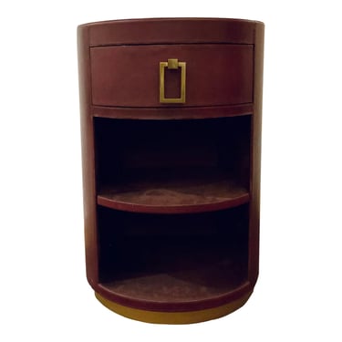 Currey & Co. Modern Merlot Leather Wrapped Side Table Prototype