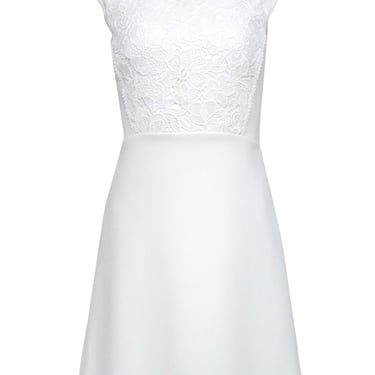 Reiss - White A-Line &quot;Talithia&quot; Dress w/ Floral Lace Paneling Sz 4