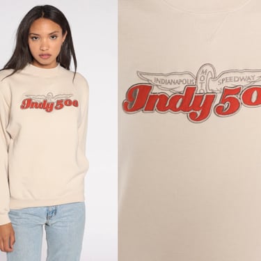 Indy 500 Sweatshirt 00s Indianapolis Moto Speedway CAR Racing Shirt Slouch 2000s Pullover Sports Vintage Graphic Taupe Medium 