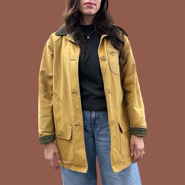 Vintage Chore Coat Retro 1980s LL Bean + NO SIZE + Duck Canvas + Field Jacket + Barn + Hunting + Removable Lining + Unisex Apparel 