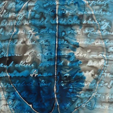 Without Memory: Original ink painting on yupo of brain - neuroscience art literature Sebald 