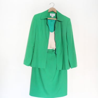 Kelly Green 90s Skirt Suit 