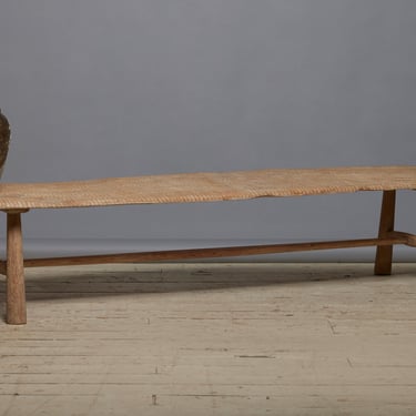 Wide Single Board Weathered Teak Long Coffee Table/Bench