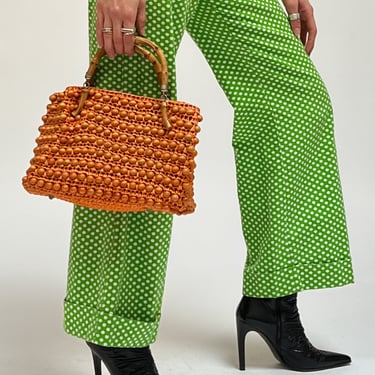 Orange Bamboo Beaded Bag