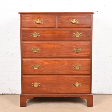 Henkel Harris American Colonial Solid Cherry Wood Highboy Dresser