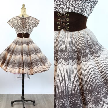1950s CAROLE KING cotton TROMP l'oiel  print dress small | new spring 