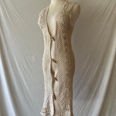 Vintage Crocheted Long Dress or Vest Size XS 