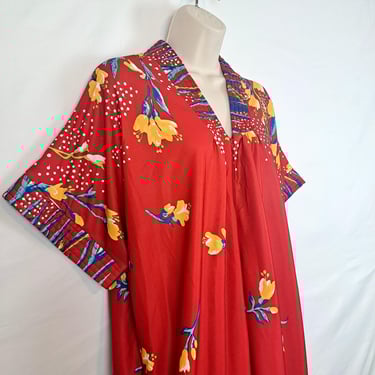 Vintage 80s Red Floral Caftan 