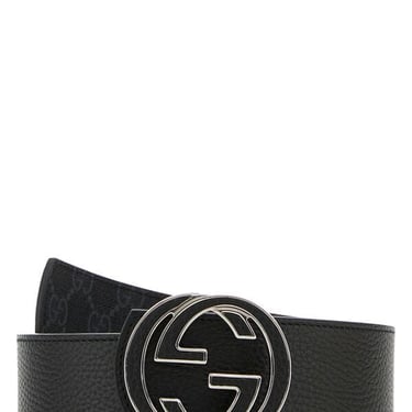 Gucci Men Black Leather Reversible Belt