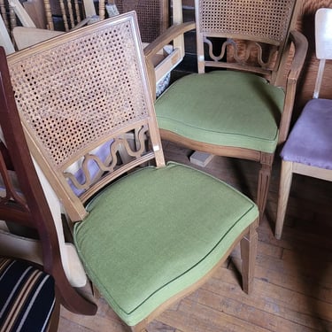 Green Upholstered Caneback Dining Chair