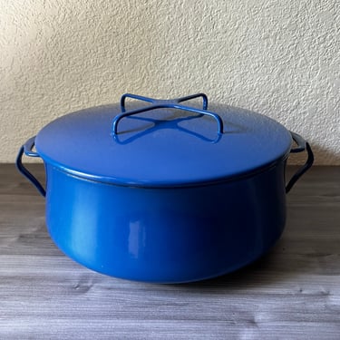 Vintage Large Dansk Kobenstyle Enamel Pot with lid, Danish Modern Quistgaard Designed Blue Enamelware, Danish Modern 