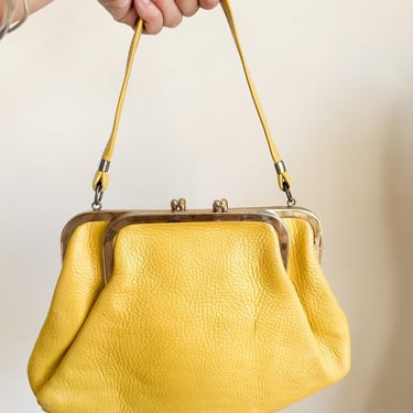 Vintage 1960s Yellow Leather Handbag 