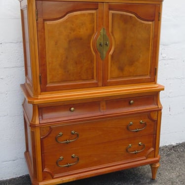 Hollywood Regency Tall Large Cherry and Burlwood Chest of Drawers Wardrobe 3720