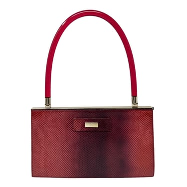 Gucci Red Python Structured Top Handle Bag