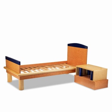 Scarce Ettore Sottsass Italian Postmodern Donau Collection Bed & Nightstand Table Leitner Interior Design, Marco Zanini, Memphis Milano 