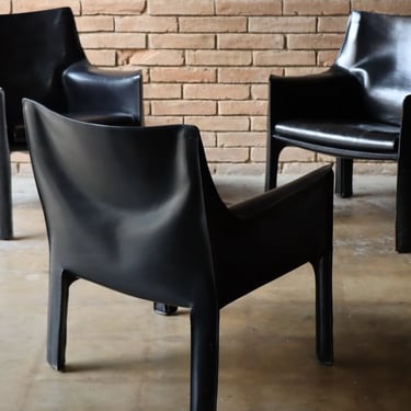 Set of 3 Mario Bellini for Cassina 414 Cab Chairs