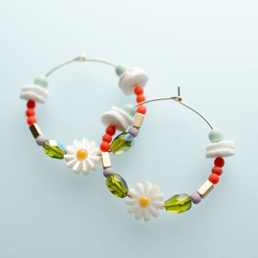 Daisy Gold Filled Beaded Hoops