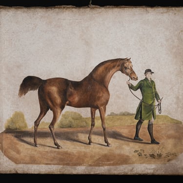 Horse and Trainer Oil Painting