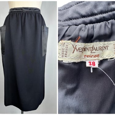 Yves SAINT LAURENT Vintage 80s Pencil, High Waist Midi Skirt | 1980s YSL, Made in France, Paris, French Designer | Sz Small 