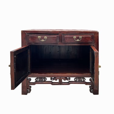 Vintage Chinese Carving Brown Drawers Side Table Credenza Cabinet cs7768E 