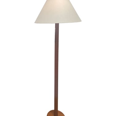 Floor Lamp with white shade<br />59″ Tall<br />Teak