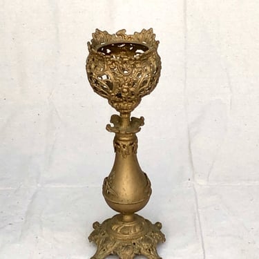 Ornate Gold Metal Candle Holder Hollywood Regency Plant Stand Gilded Rococo Pedestal Stand Brass Candleabra Planter Gilt Ornate 