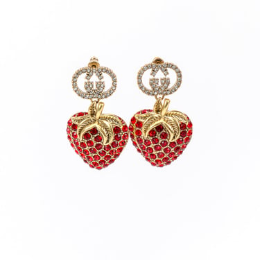 Crystal Strawberry Drop Earrings