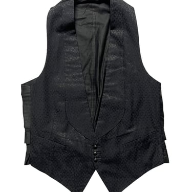 Vintage 1920s / 1930s Shawl Collared Brocade Vest ~ size 36 ~ Waistcoat ~ Wedding ~ Buckle-Back 