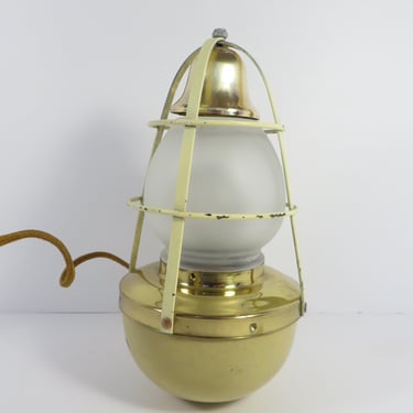 Vintage Nautical Buoy Brass Enamel Lamp 