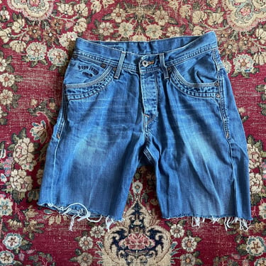 Vintage ‘90s Y2K PEPE JEANS London cutoffs | 100 cotton jean shorts, whiskered denim shorts, S 
