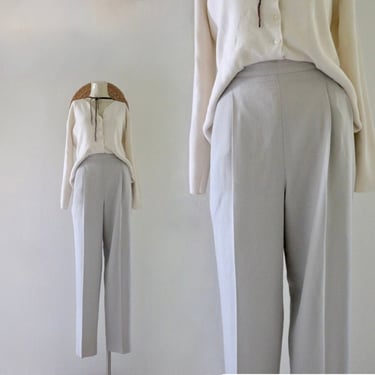 high waist wool trousers - 28 - vintage 90s y2k dove light gray minimal classic high waisted pants 