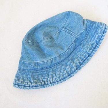 Vintage Bucket Hat - 90s Bucket Hat - Blue Denim Hat - 90s Clothing - Fisherman Hat - Floppy Hat - Wide Brimmed Cotton Hat 