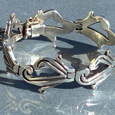 J N Jacopo Brothers ~ Vintage Mexico Sterling Silver Midcentury Crashing Ocean Waves Link Bracelet 