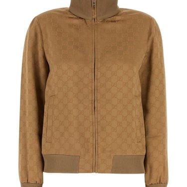 Gucci Woman Camel Jacquard Sweatshirt