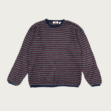 (XL) 80s Striped Crewneck Knit Sweater