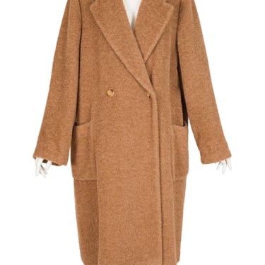 Max Mara 1990s Vintage Camel Alpaca & Wool Collared Coat 46 FR 