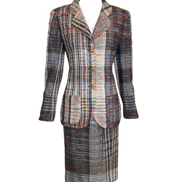 Emanuel Ungaro 1990s Parallele Rainbow Thread Suit Ensemble