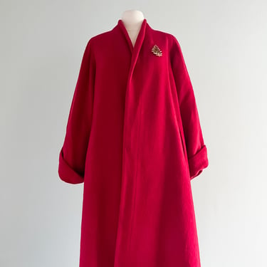 Dramatic 1950's Red Swing Coat / Medium