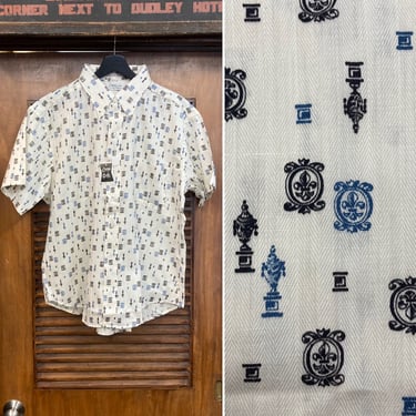 Vintage 1960’s -Deadstock- Mod Ivy League Atomic Cotton Button-Down Collar Shirt, Size L, 60’s Vintage Clothing 