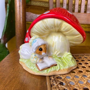 Adorable Vintage 1980s Priscilla Hillman Mushroom and Mouse Bank 