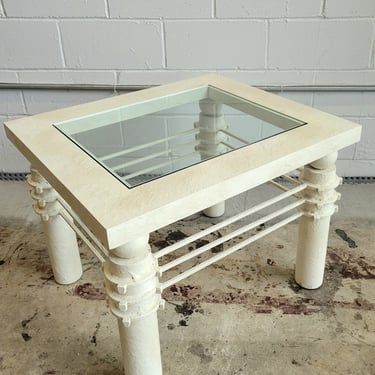 Post Modern 1980s Plaster and Glass Table