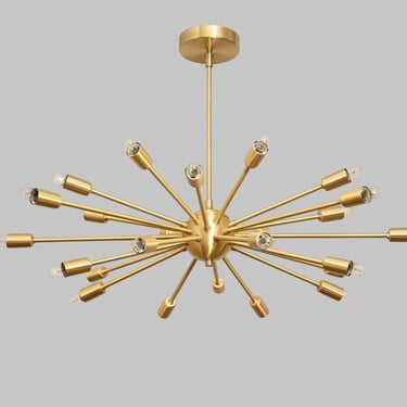 STILNOVO Mid Century Style Massive BRASS SPUTNIK with 18 lights 