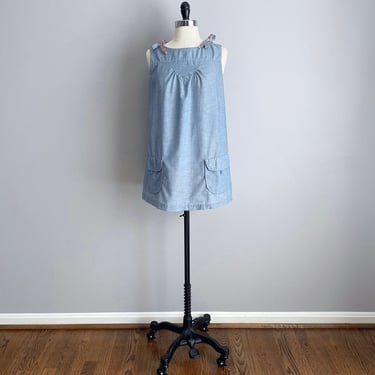 Vintage 70s Blue Chambray Smock Top 