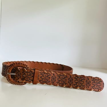 Handmade Brown Made in Mexico Woven Western Belt - L 
